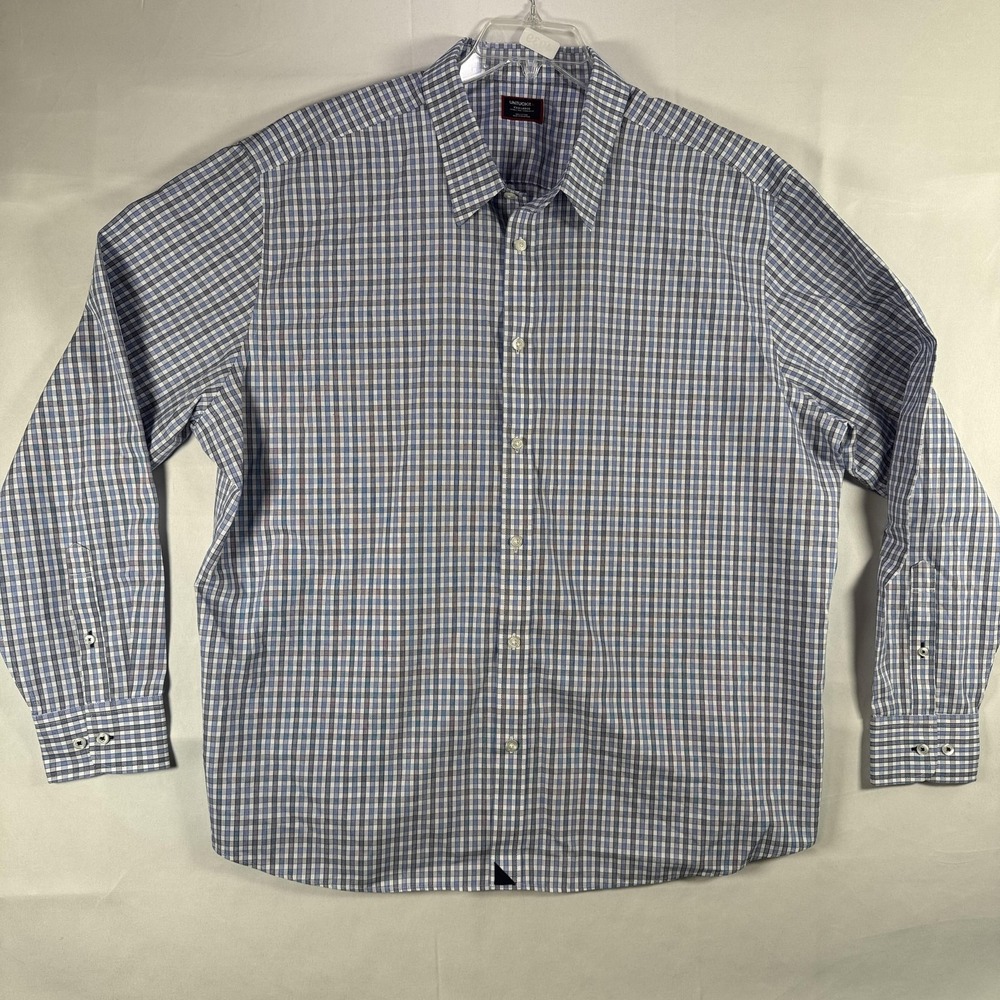 UNTUCKit Shirt Mens 3XL Blue Check Wrinkle Free Regular Fit Button Up Casual
